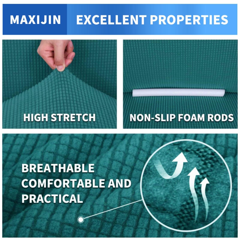MAXIJIN Stretch Chair Cover Chair Slipcovers with Arms, 1-Piece Couch Sofa Chair Covers for Living Room, Non Slip Armchair Cover (31"-46") Furniture Protector Dogs Pet Friendly (Chair, Peacock Teal) - Image 3